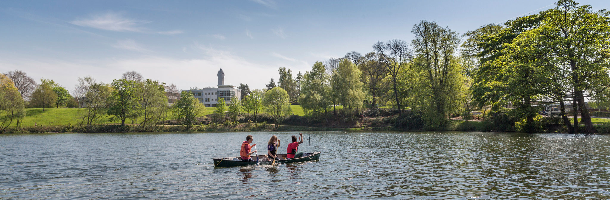 Canoers on campus loch