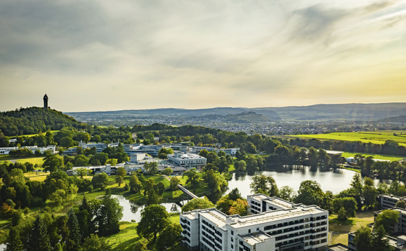 Photo of the University of Stirling Campus taken from a drone