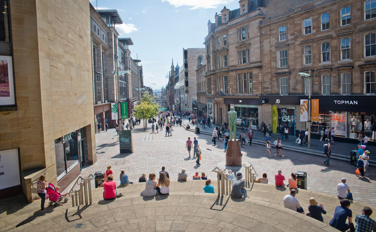 Glasgow Buchanan Street on a sunny day