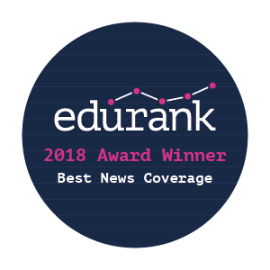 An image promoting the Edurank Best News Coverage award