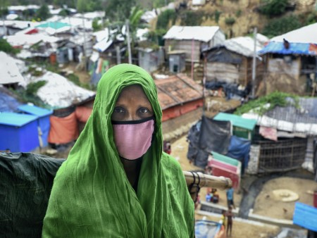 A woman wearing a face mask at Cox's Bazar Rohingya refugee camp, Bangladesh.
