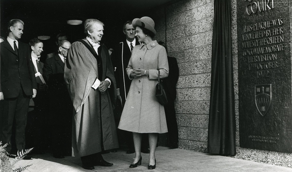 HRH Queen Elizabeth opening Queens Court at the University of Stirling