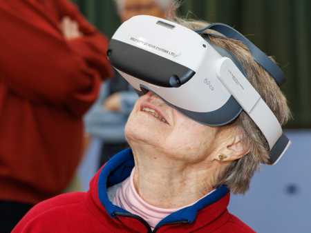 Participant Aileen Denholm wears a Virtual Reality headset