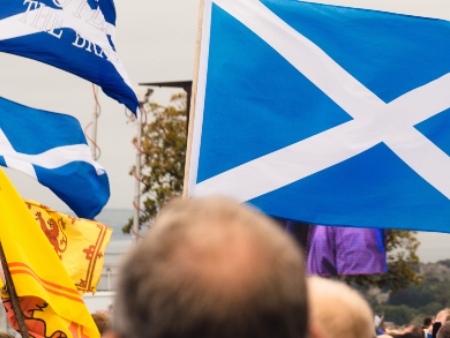 people with Scotland flags