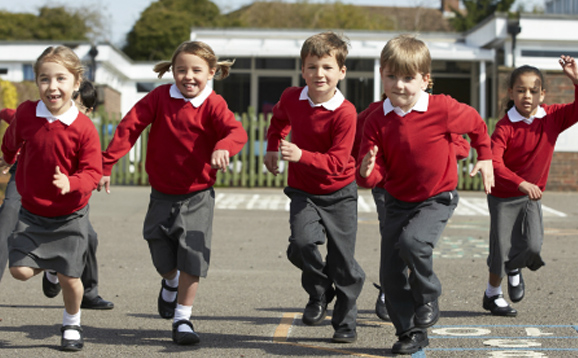 children running in playground