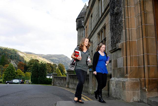 Students walking on campus
