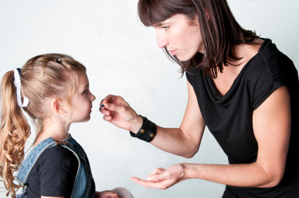 Child receiving medicine