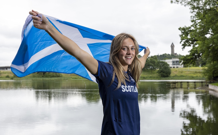 Evie Davis with Scottish flag.