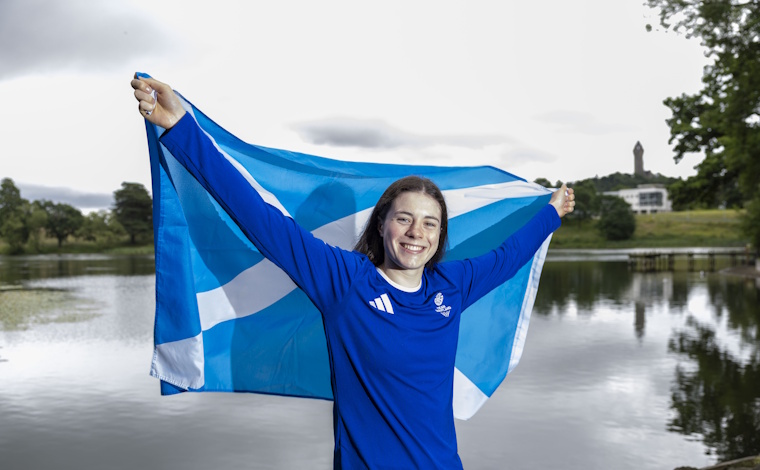 Holly McGill with Scottish flag.