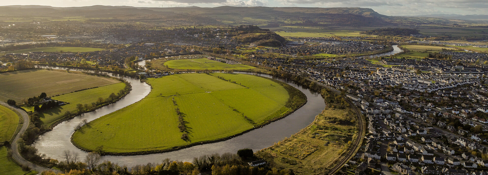 Aerial shot of River Forth and Stirling