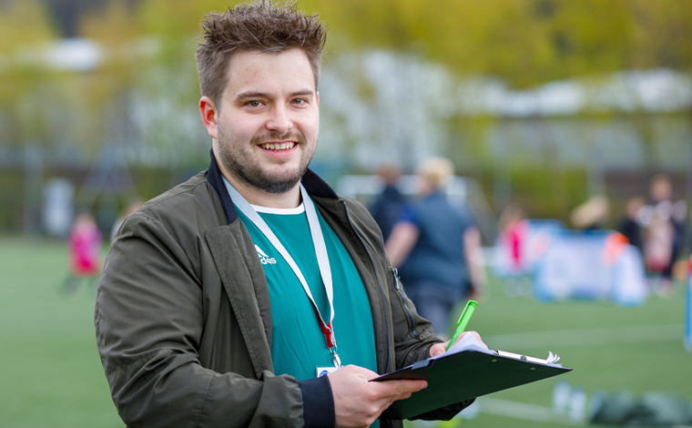 sport student with clipboard