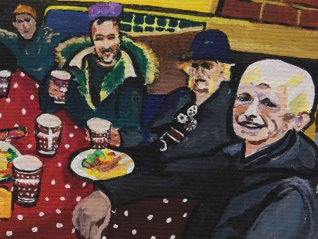 artwork of men in pub