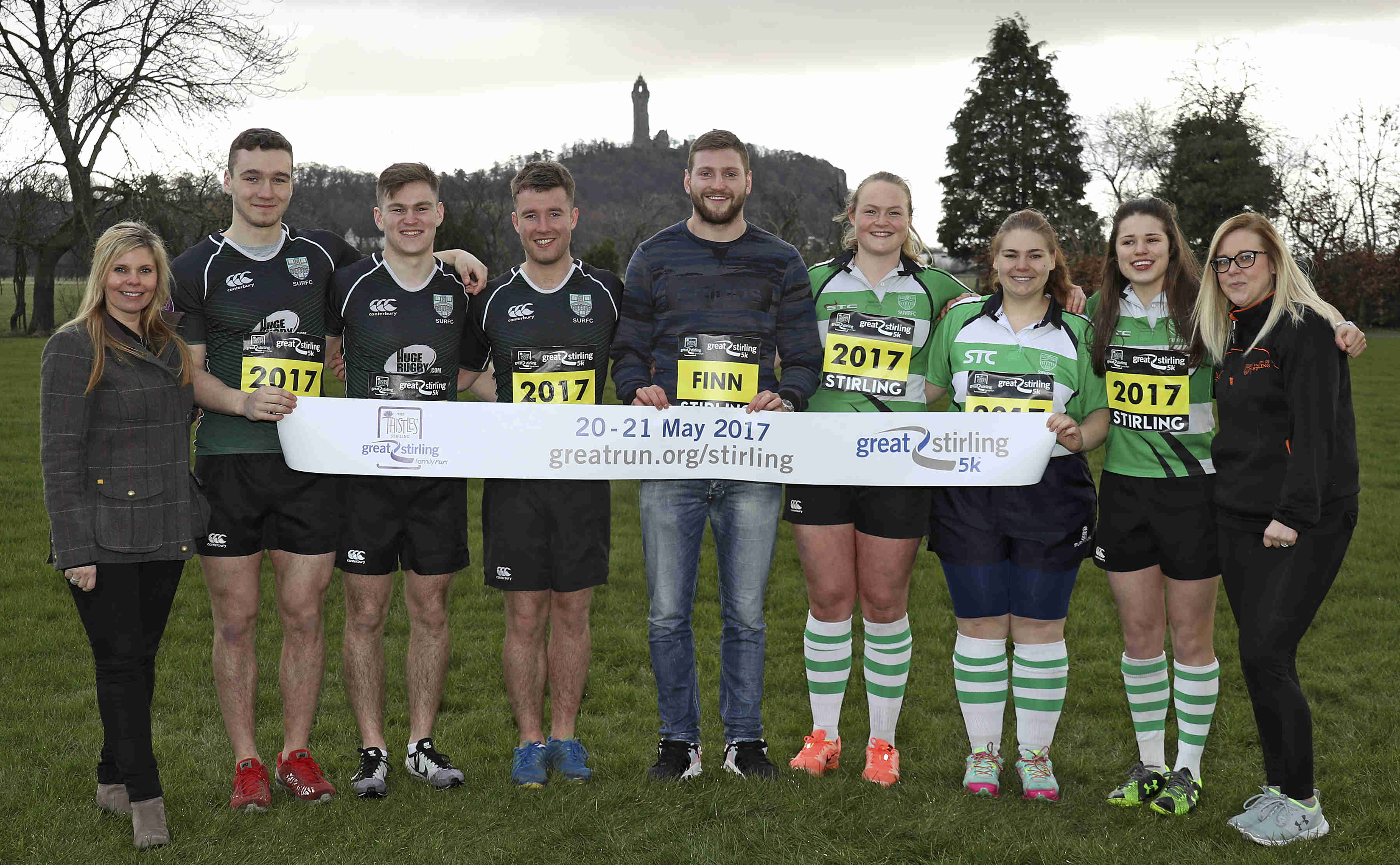 Finn Russell and University of Stirling representatives launch The Thistles Great Stirling Family Run