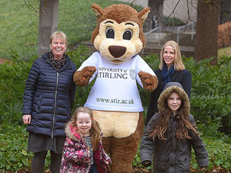Stirling University mascott with people