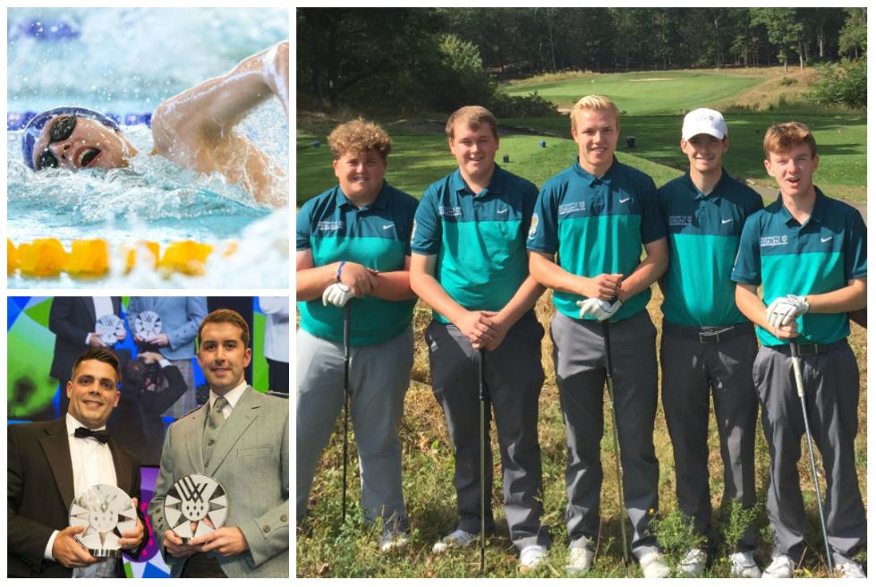 Stirling's Golf 1st Team, Olympian Duncan Scott and High Performance Swimming coaches, Ben Higson and Steve Tigg, were named Team, Male Athlete and Coach of the Year at the Scottish Student Sport Awards
