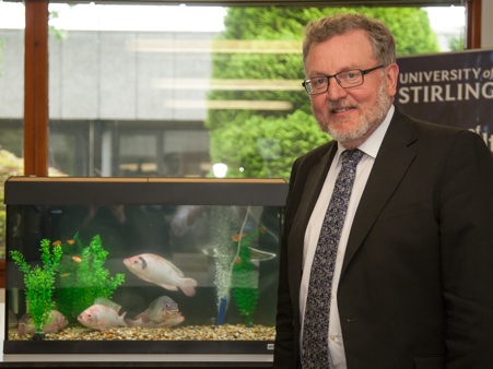 David Mundell MP with a fish tank