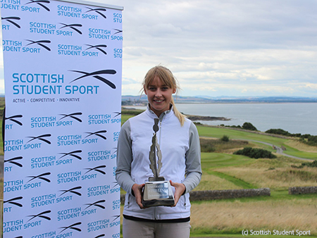 Nicola Slater with Stirling International golf trophy
