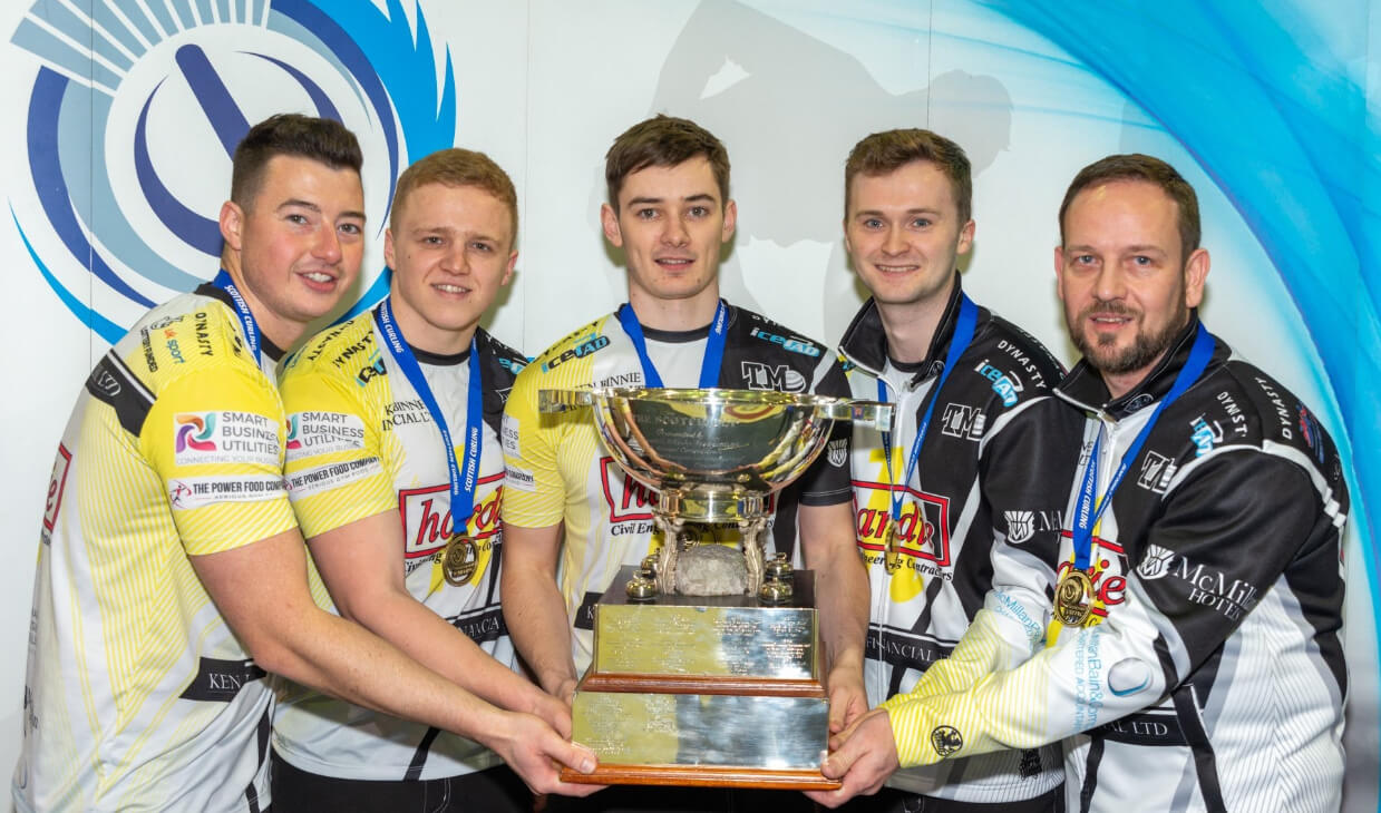 Team Mouat with men's Scottish Curling Championship trophy