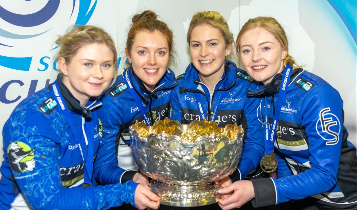 Team Jackson with women's Scottish curling trophy