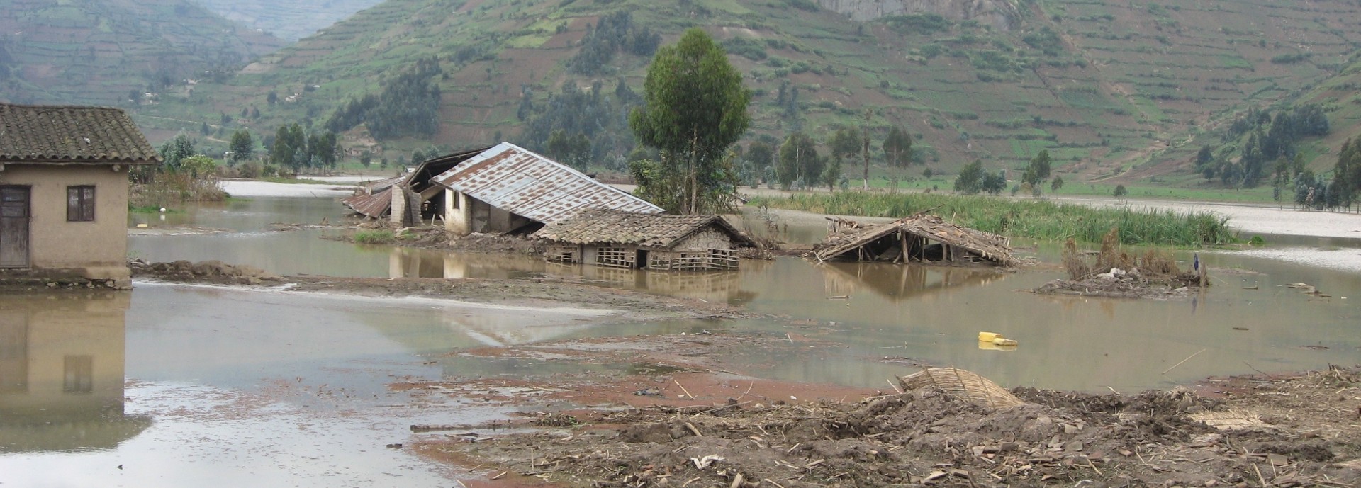 Rural flooding in Nkamira, North West Rwanda, Africa