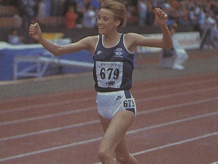 Liz Lynch at the Commonwealth Games in Edinburgh, 1986