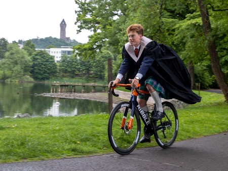 Cyclist Finn Crockett has graduated from the University of Stirling.