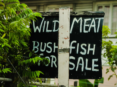 Wild meat for sale sign