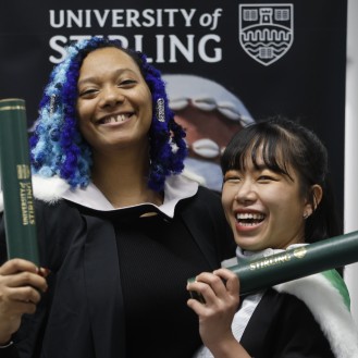 University of Stirling winter graduates celebrating - p3s