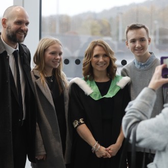 University of Stirling winter graduates celebrating - p6s
