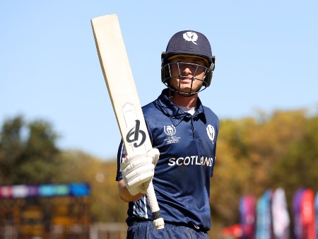 Brandon McMullen in action for Scotland (photo credit: Getty Images / ICC / Cricket Scotland)