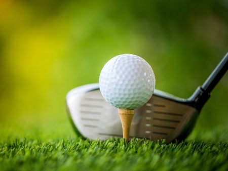 Image of golf club and ball.