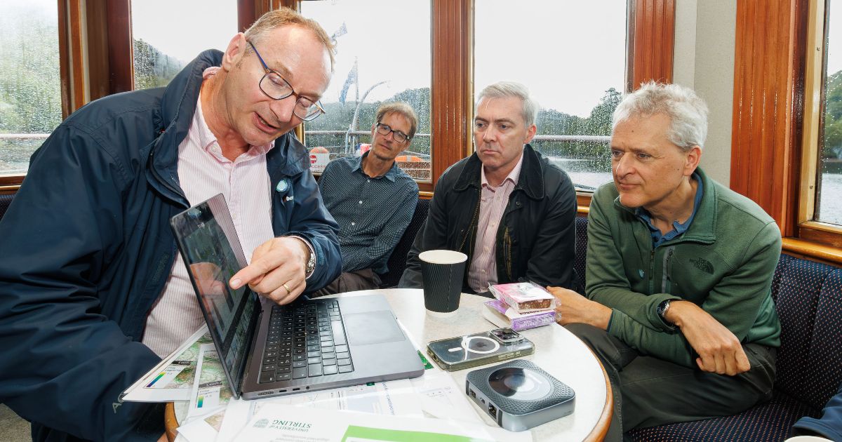 Professor Andrew Tyler explains how the sensors work to Professor Mathew Williams, the Scottish Government’s Chief Scientific Adviser for Environment, Natural Resources and Agriculture