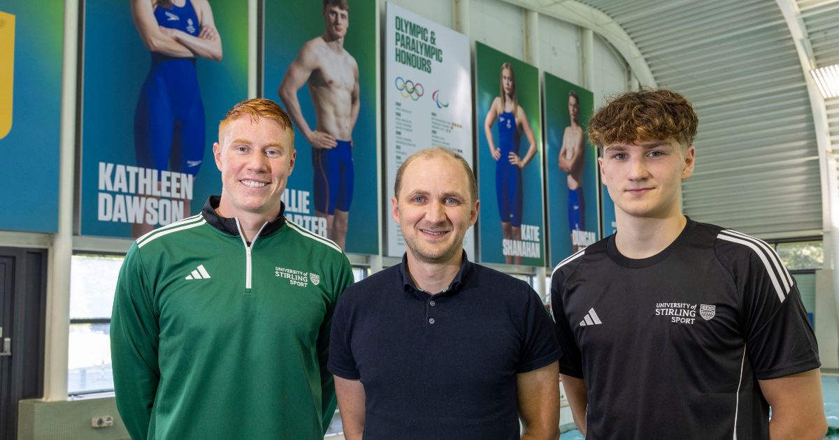 Tom Dean pictured with David Bond and Dean Fearn