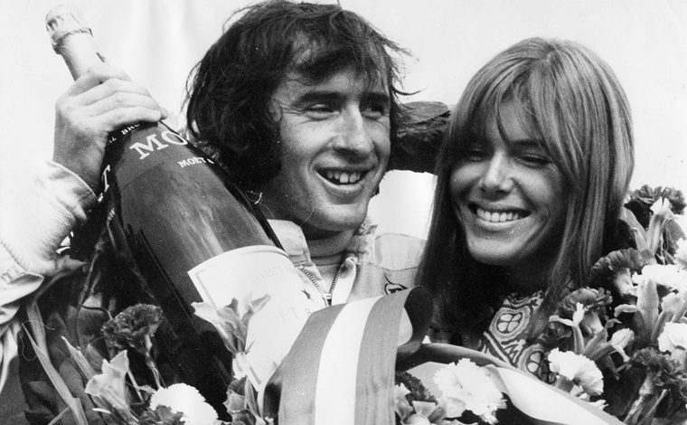 Sir Jackie and Lady Helen after his Dutch Grand Prix victory in 1973.