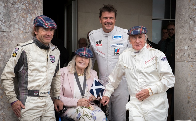 Lady Helen and Sir Jackie in 2019. L-R: Son Paul, Lady Helen, son Mark, Sir Jackie.