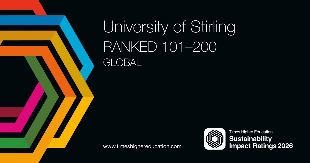 University of Stirling ranked in the top 200 globally in the THE Sustainability Impact Rankings.