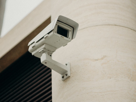 surveillance camera on wall