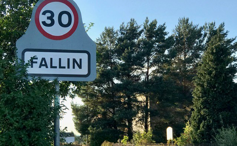 Road sign for Fallin mining village