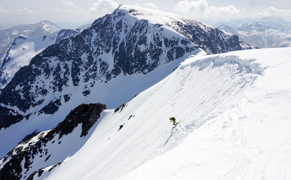 Person skiing down mountain