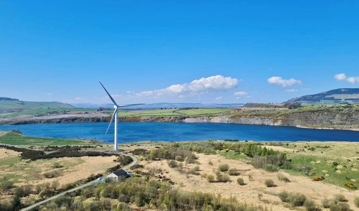 Landscape with wind turbine