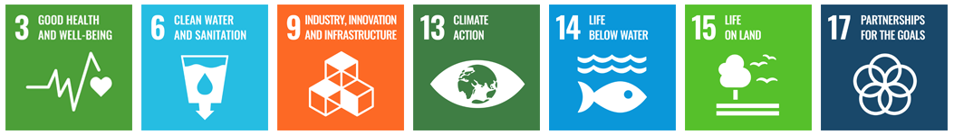 logos for six of the UN Sustainable Development Goals