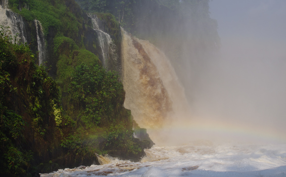 waterfall and rainbow in Gabon