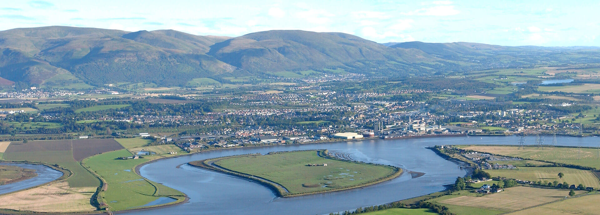 From the air view of Forth Valley and Clackmannanshire