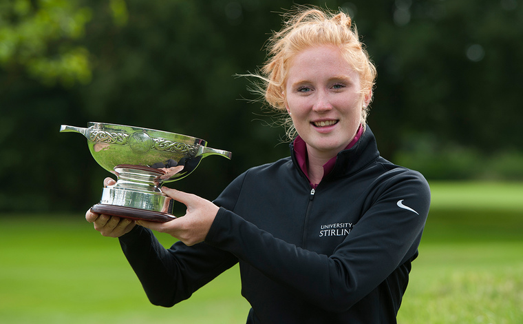 Gemma Batty with her trophy for the English Women's Open Match Play Championship