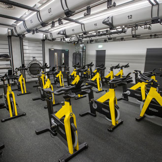 Exercise bikes in our new sports facilities