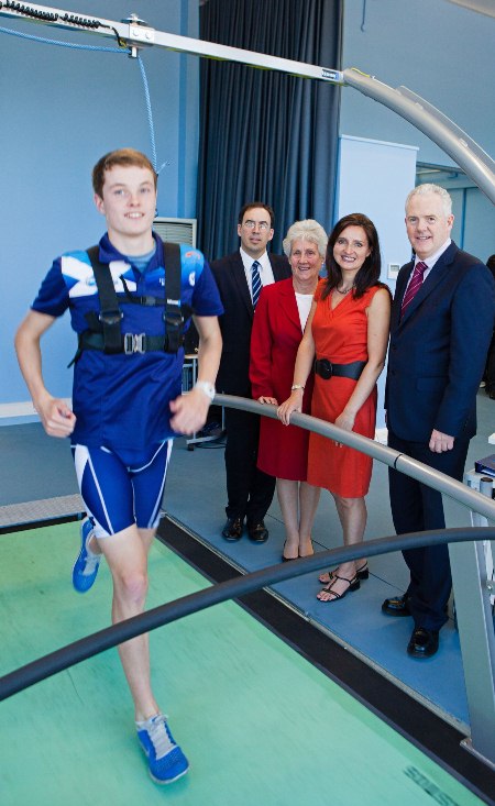 Triathlete Marc Austin and guests at the opening of the High Performance Sports Science and Sports Medicine Facility 
