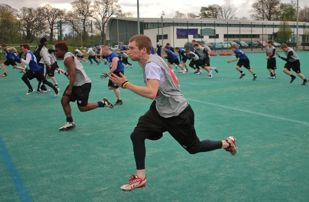 American Footballers training at the FBU UK camp in Stirling