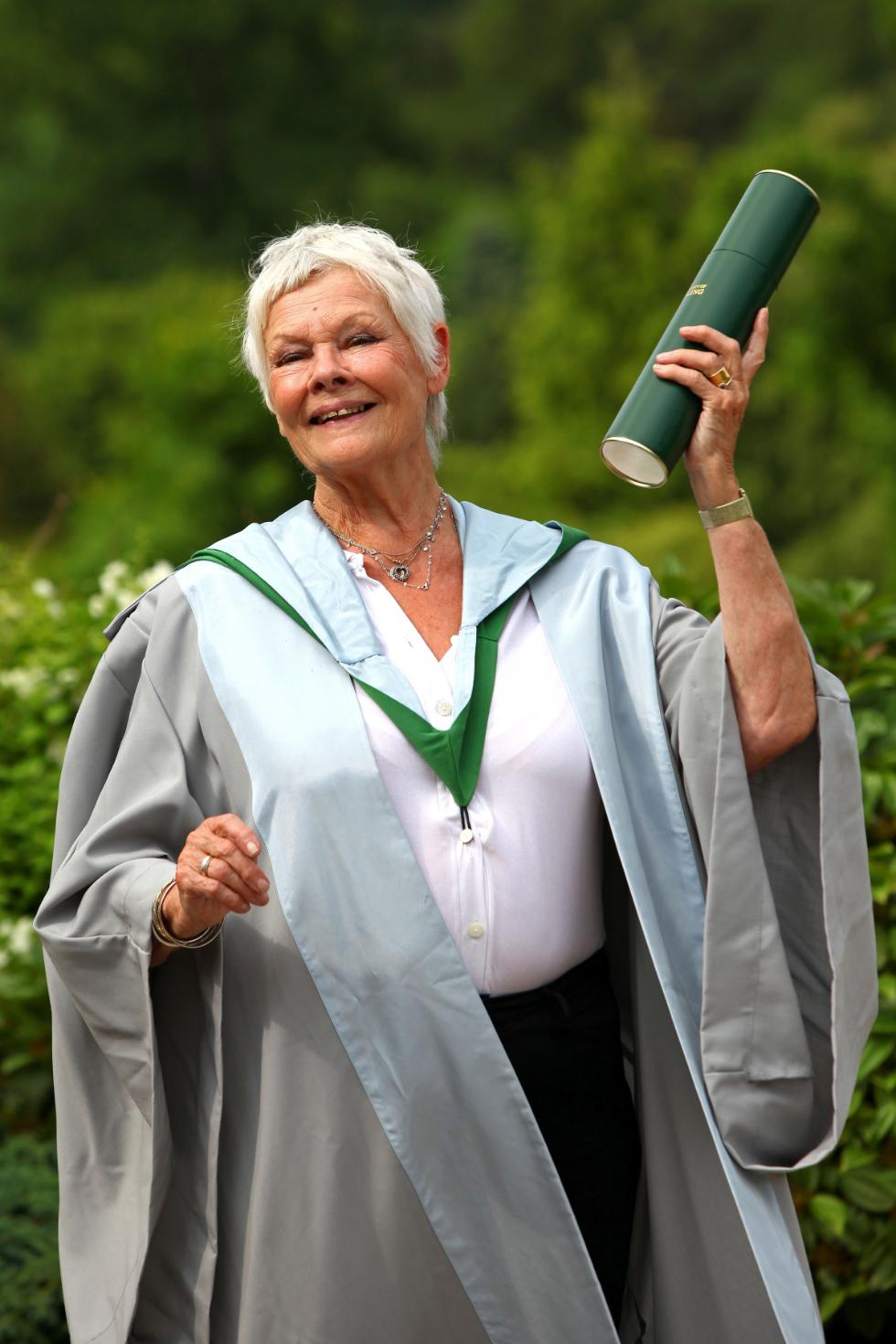 Dame Judi Dench in the garden of the world-famous Dementia Services Development Centre