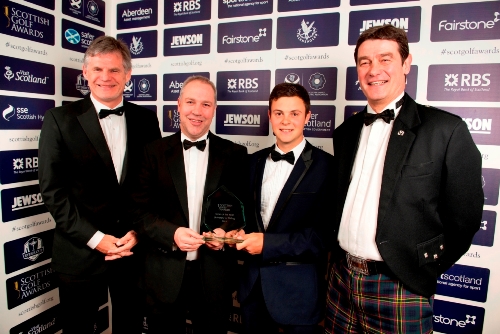 Stirling student Jack McDonald collects the Team of the Year Award