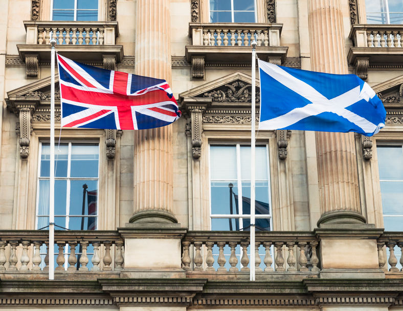 Union Flag and Scottish Saltire